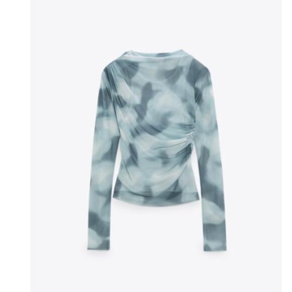 Zara Printed Tulle Top - Picture 1 of 2